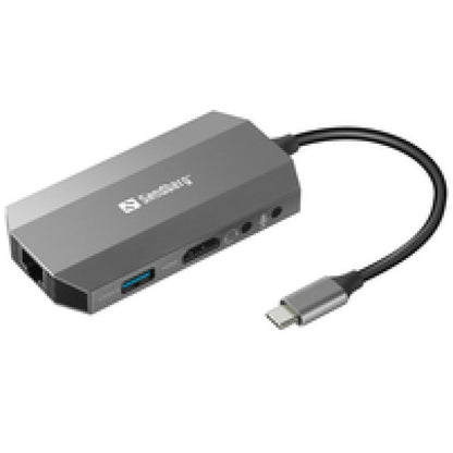 Priklopna postaja USB-C => Sandberg Travel Dock HDMI 2xUSB3.0 USB-C 100W 1xRJ45 Čitalec kartic 2x3,5mm (136-33)