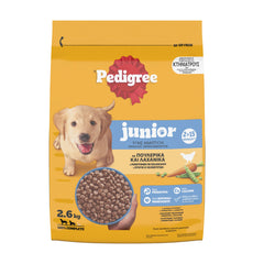 PEDIGREE Junior Medium, briketi, perutnina in zelenjava, 2.6 kg