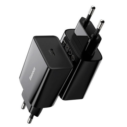 Hišni polnilec 100-240V => 1x USB-C 20W Baseus črn (CCFS-SN01)