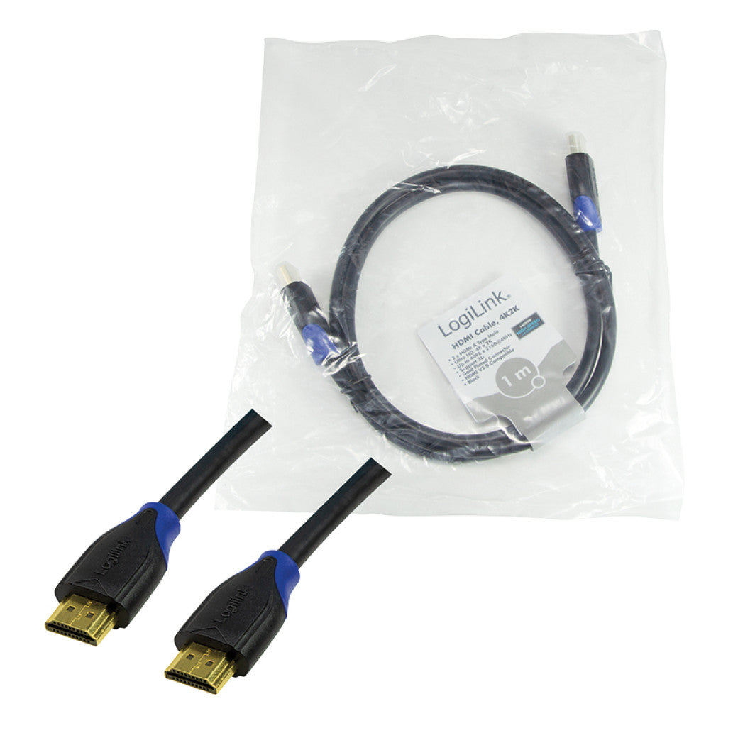 KABEL HDMI/HDMI M/M  1,00m LogiLink pozlačeni kontakti V2,0  4K/60Hz (CH0061) EOLS-P