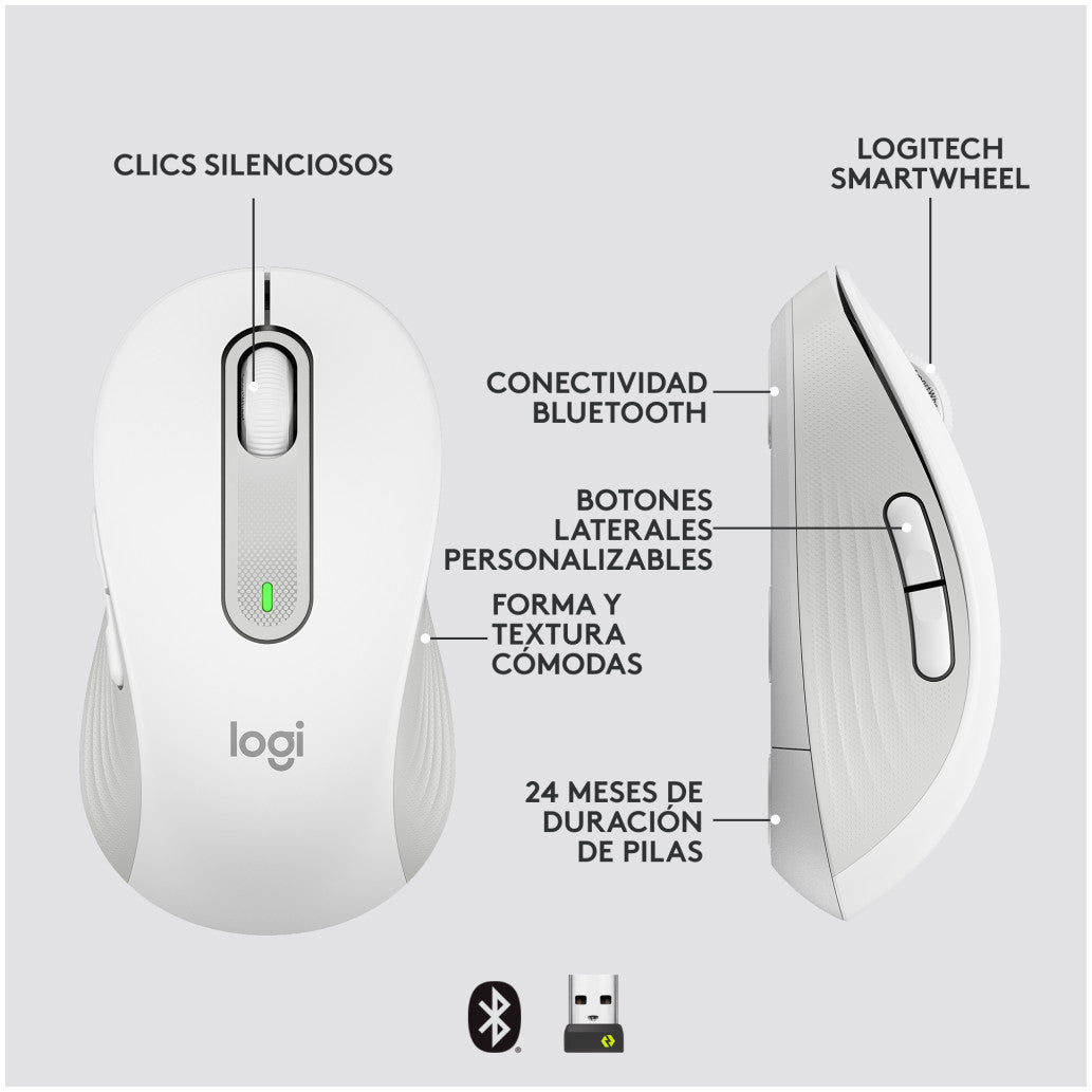 Miš brezžična + Bluetooth Logitech M650 2000DPI Signature bela (910-006255)