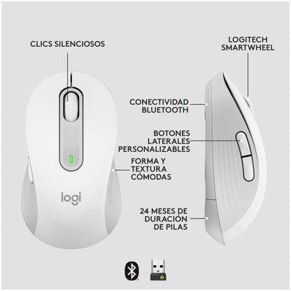 Miš brezžična + Bluetooth Logitech M650 2000DPI Signature bela (910-006255)