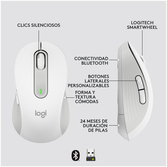 Miš brezžična + Bluetooth Logitech M650 2000DPI Signature bela (910-006255)
