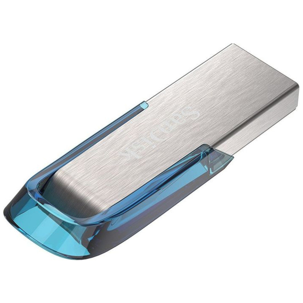 Spominski ključek 64GB USB 3.0 Sandisk Ultra Flair 150MB/s - kovinski/brez pokrovčka/moder-srebrn (SDCZ73-064G-G46B)