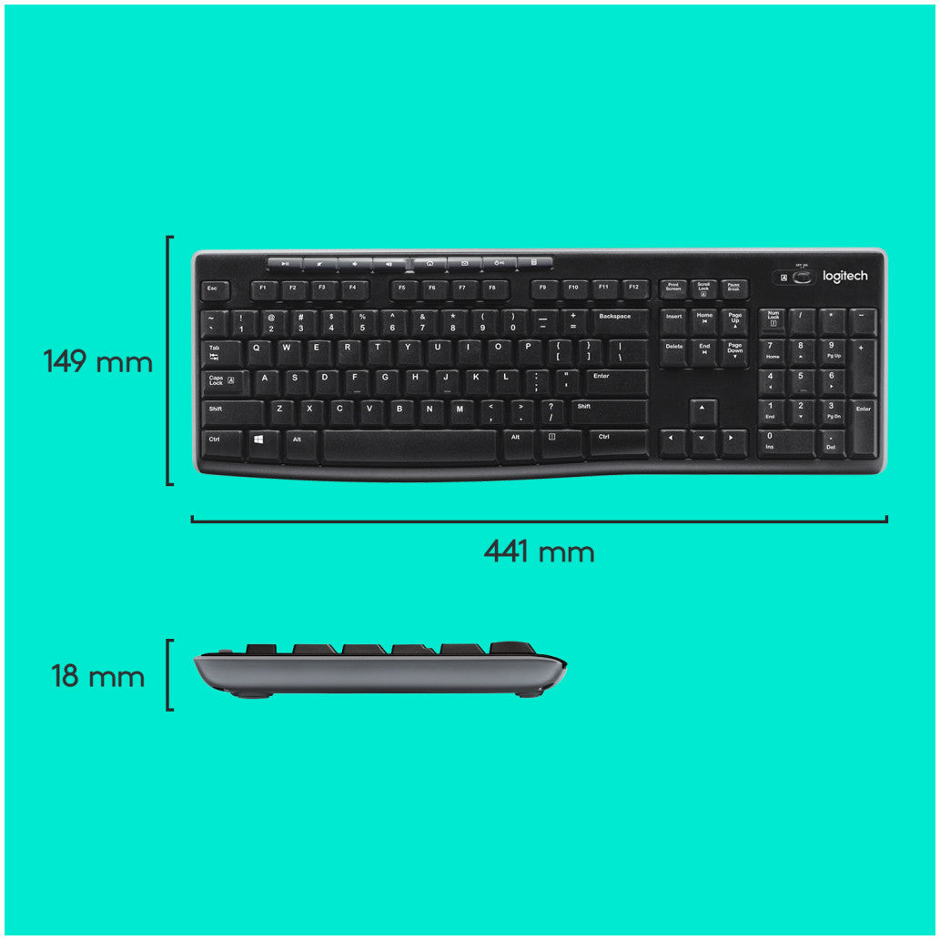 Tipkovnica in miš Logitech brezžična desktop MK270 UK veliki Enter (920-004509)