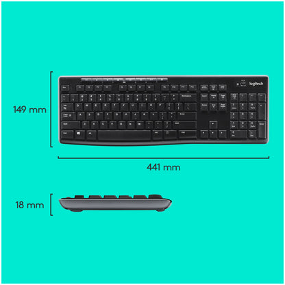 Tipkovnica in miš Logitech brezžična desktop MK270 UK veliki Enter (920-004509)