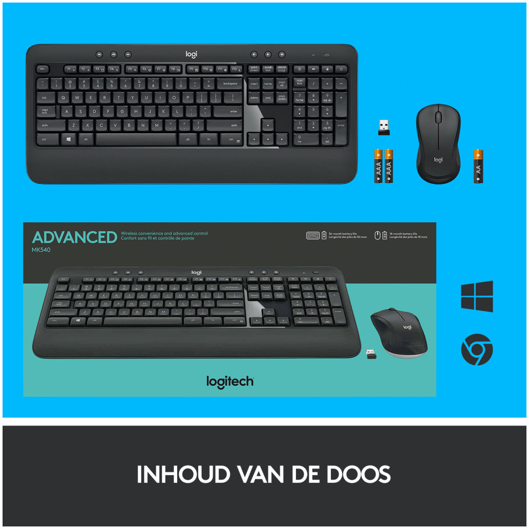 Tipkovnica in miš Logitech brezžična desktop MK540 US international Unyfiying Combo advanced (920-008685)