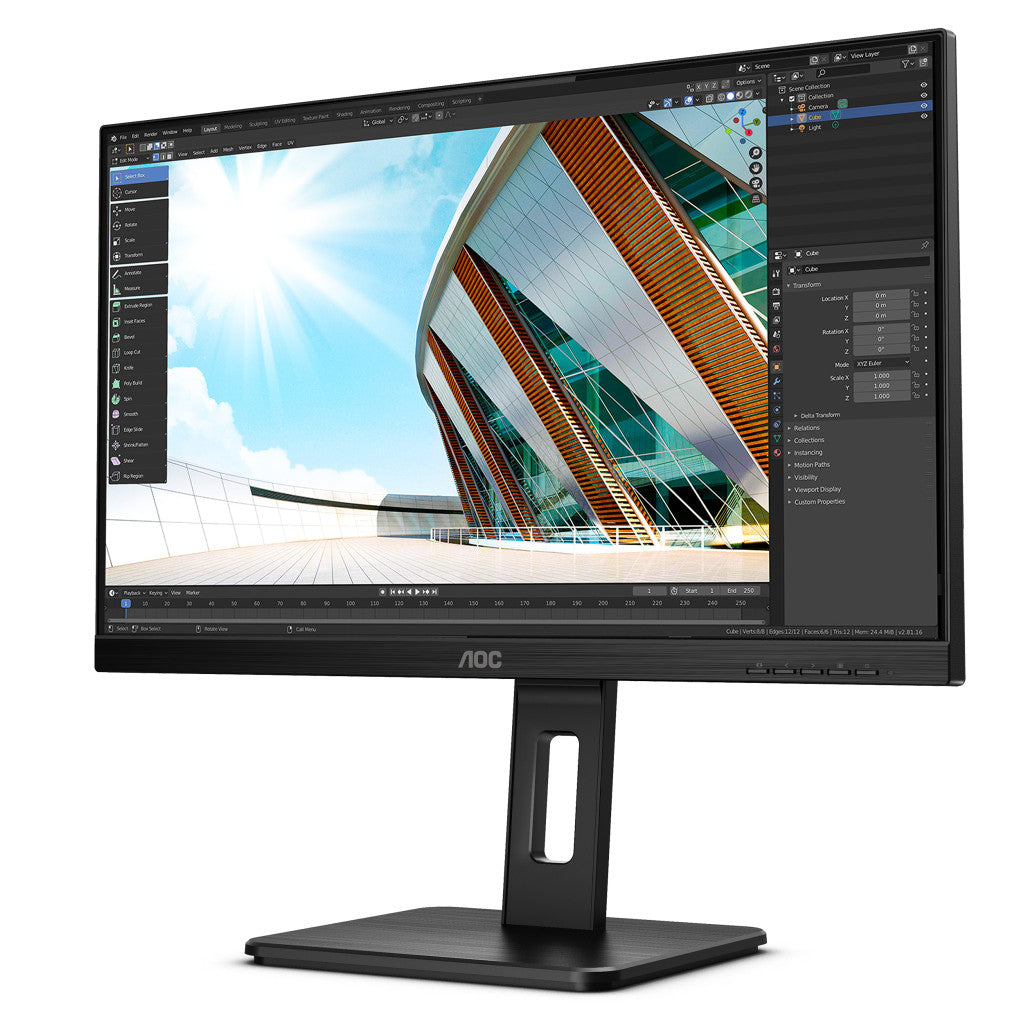 Monitor AOC 68,6 cm (27,0") U27P2 3840x2160 IPS 4ms 2xHDMI DisplayPort 4xUSB3.0 Pivot Zvočniki  3H sRGB81%