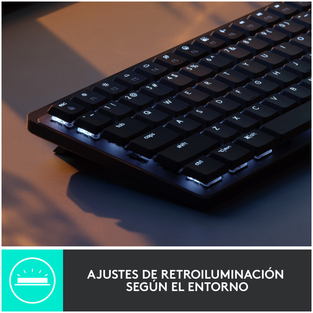 Tipkovnica brezžična + Bluetooth Logitech MX Mechanical MINI UK | SLO gravura grafitna LED osvetlitev (920-010780)