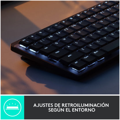 Tipkovnica brezžična + Bluetooth Logitech MX Mechanical MINI UK | SLO gravura grafitna LED osvetlitev (920-010780)