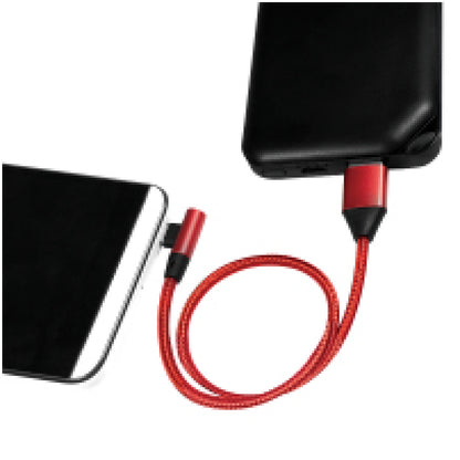 Kabel USB A => B micro tekstil ovoj 1,00m 90° (za mobitele) LogiLink rdeč (CU0150) EOLS-P