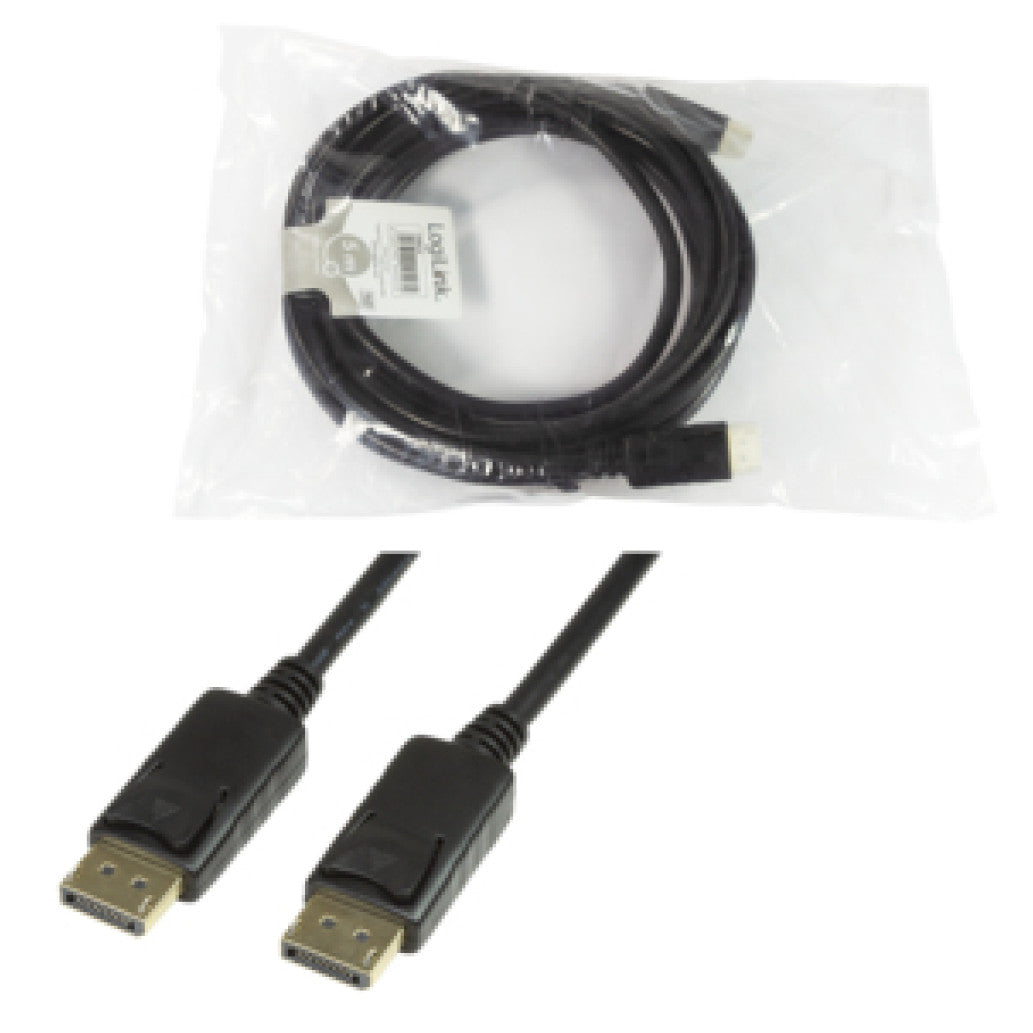 Kabel DisplayPort(m)=>DisplayPort(m) 5,00m 4K/60Hz dvojno oklopljen pozlačeni konektorji črn LogiLink (CV0074)