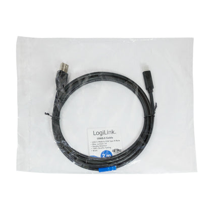 Kabel USB-C => USB-B 3.2 Gen1x1 A 2,0m Logilink - črn (CU0163) EOLS-P