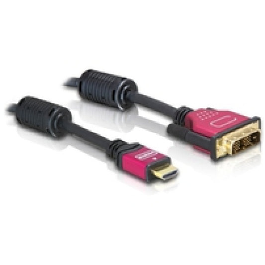 Kabel HDMI(m)=>DVI Digital(18+1)(m) 5,00m pozlačeni kontakti črn Delock (84344)