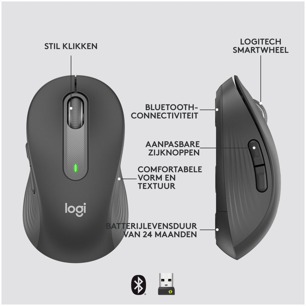 Miš brezžična + Bluetooth Logitech M650 2000DPI Bolt reciever grafitna (910-006253)