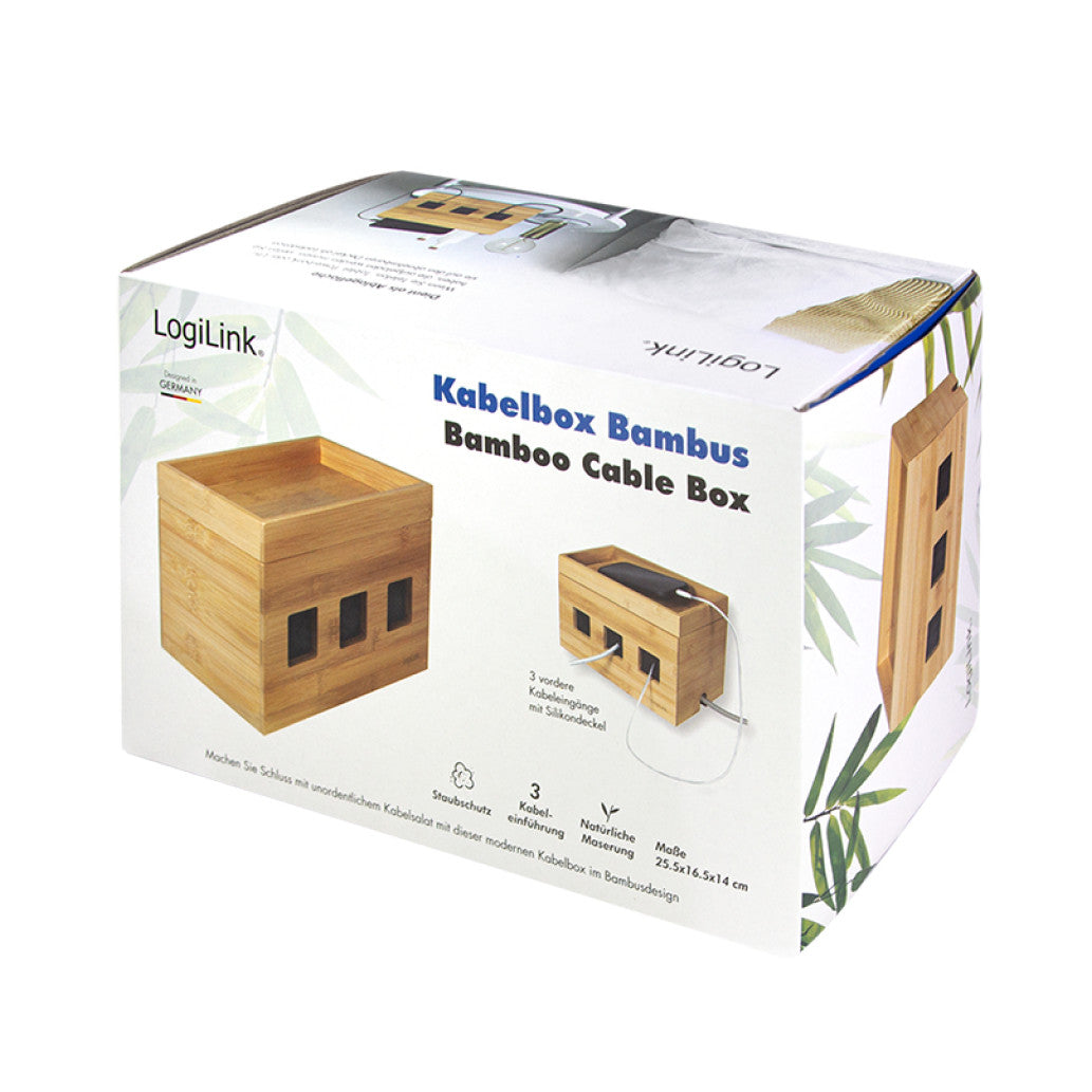 UREJENA PISARNA škatlica za kable 255x140x165mm iz bambusa Logilink (KAB0076) EOLS-P