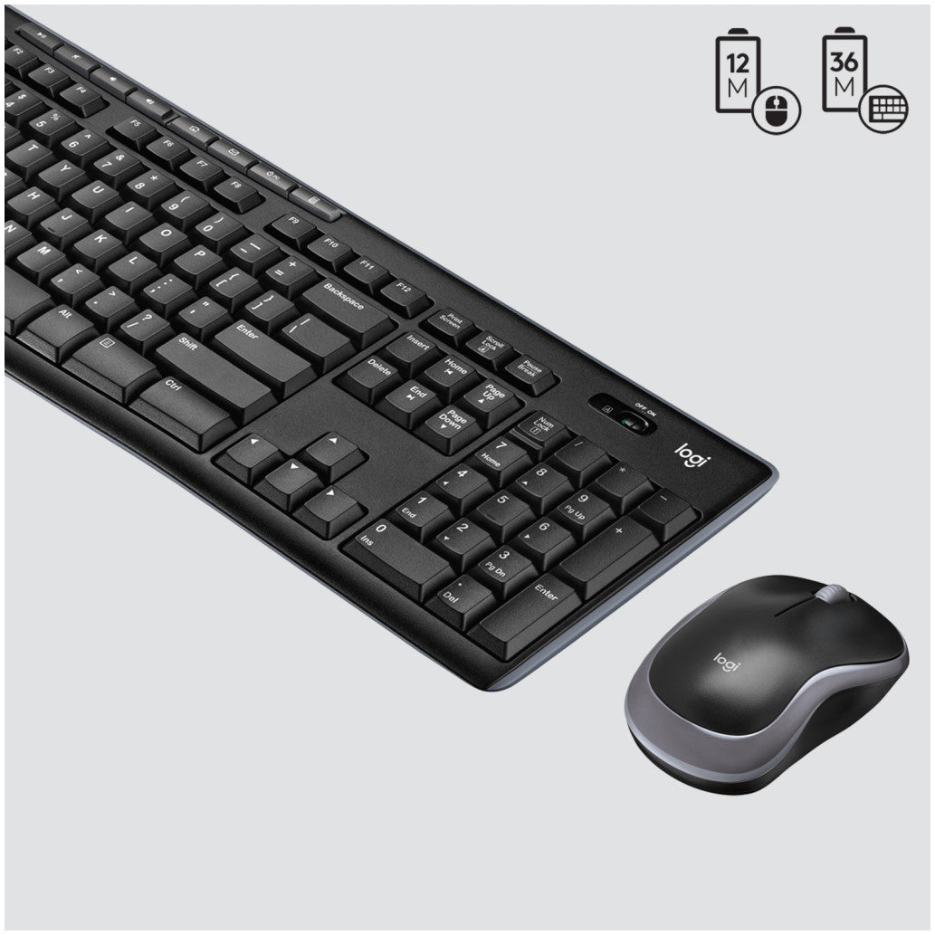 Tipkovnica in miš Logitech brezžična desktop MK270 US international črna (920-004508)