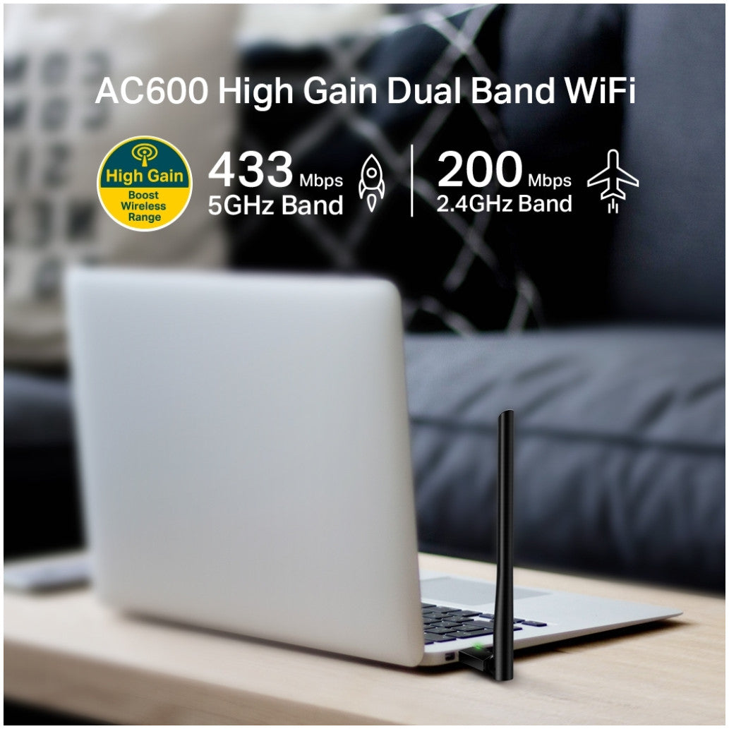 Brezžični mrežni adapter USB 2.0 TP-Link WiFi5 802.11ac AC600 600Mbit/s Dualband 1x antena (ARCHER T2U PLUS)