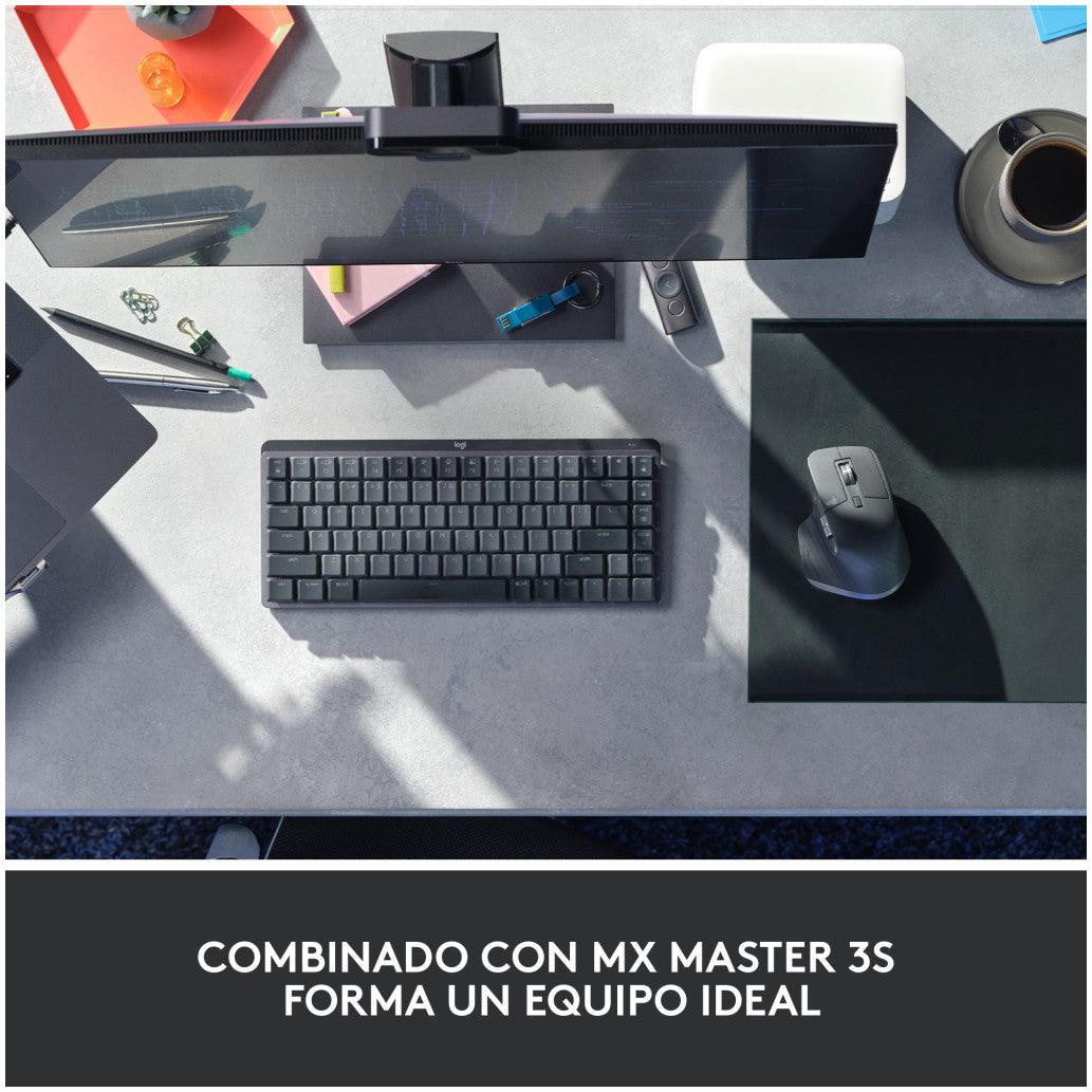 Tipkovnica brezžična + Bluetooth Logitech MX Mechanical MINI UK | SLO gravura grafitna LED osvetlitev (920-010780)