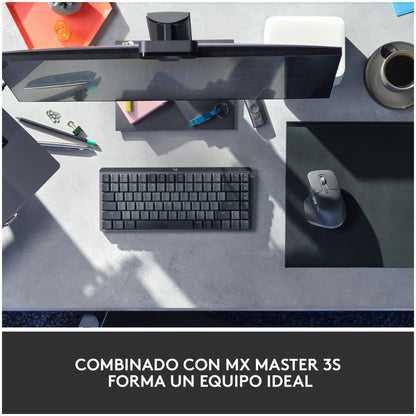 Tipkovnica brezžična + Bluetooth Logitech MX Mechanical MINI UK | SLO gravura grafitna LED osvetlitev (920-010780)