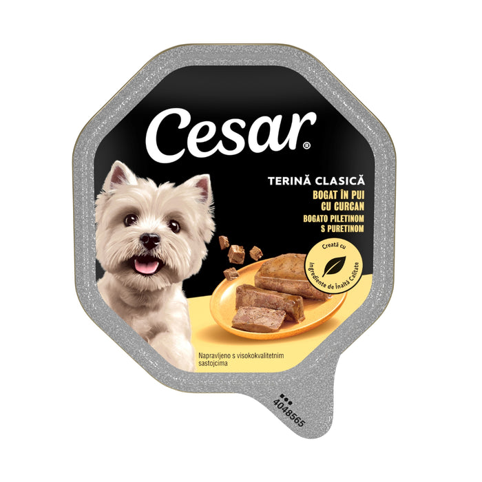 CESAR, aluminijasta posodica, piščanec in puran, 150g