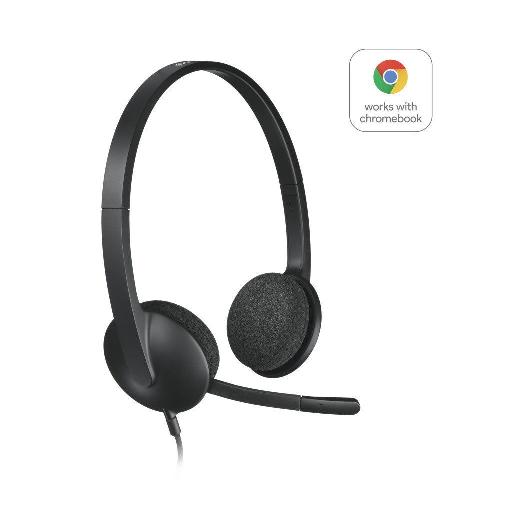 Slušalke žične Logitech naglavne z mikrofonom USB H340 Headset črne (981-000475)