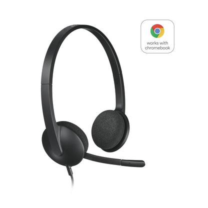 Slušalke žične Logitech naglavne z mikrofonom USB H340 Headset črne (981-000475)