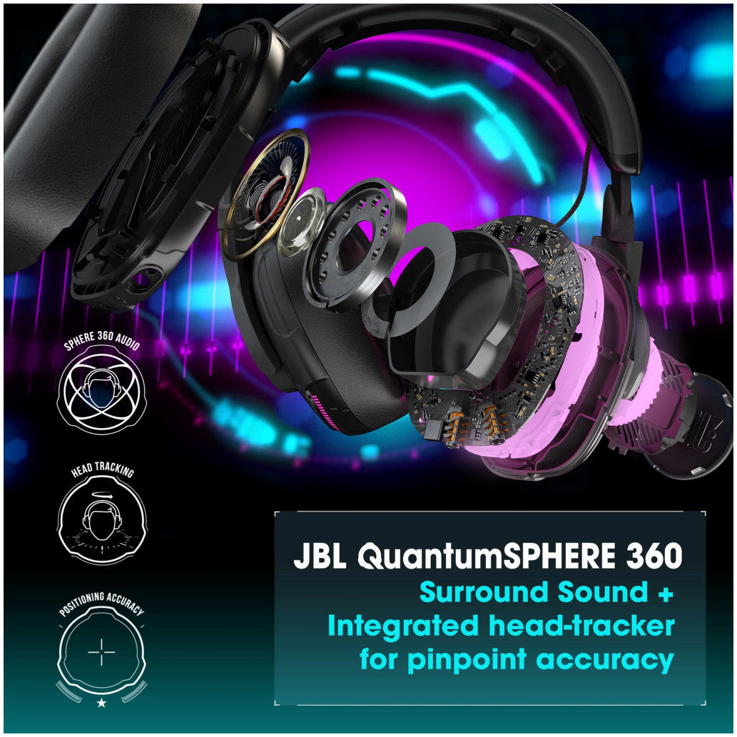 Slušalke žične JBL naglavne USB Quantum One črne RGB (JBLQUANTUMONEBLK)