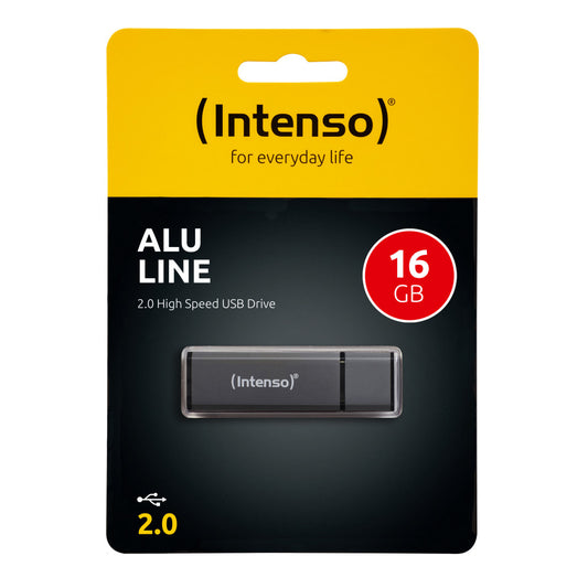 Spominski ključek 16GB USB 2.0 Intenso Alu Line 28MB/s 6,5MB/s aluminij s pokrovčkom črn (3521471)