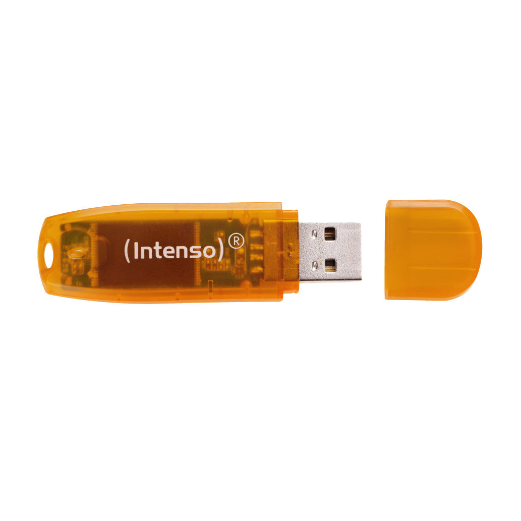 Spominski ključek 64GB USB 2.0 Intenso Rainbow Line 28MB/s 6,5MB/s - plastičen/s pokrovčkom/oranžen (3502490)