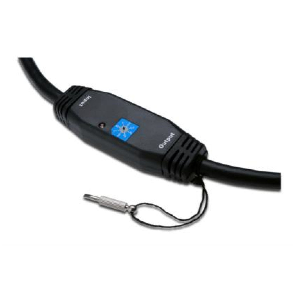 Kabel HDMI(m)=>HDMI(m) v1.4 20,00m kabel z ojačevalcem pozlačeni kontakti črn Digitus (AK-330105-200-S)
