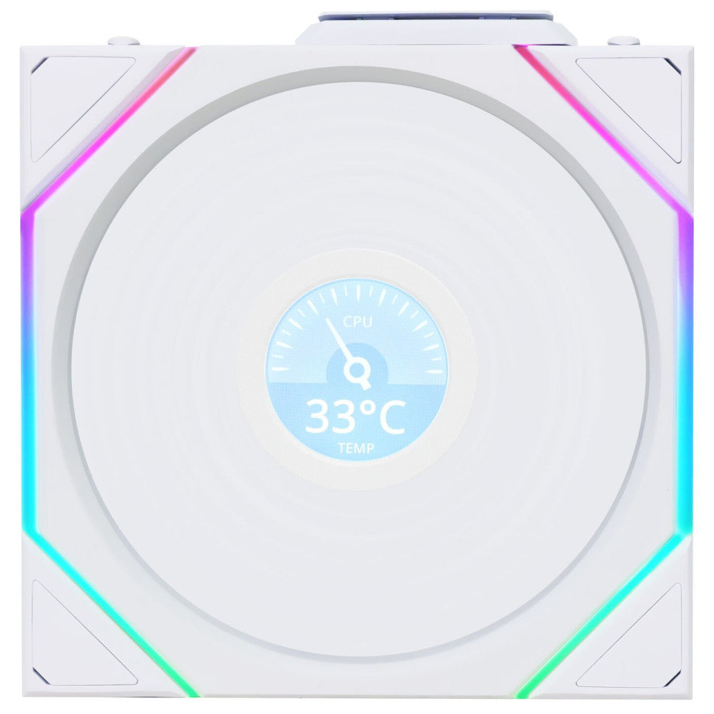 Ventilator Lian-Li UNI FAN TL Wireless LCD 120mm bela ARGB (Reverse Blade 3 pack + kontroler)