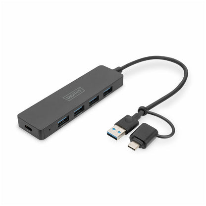 HUB USB-C/A => 4xUSB-A  3.0 slim črn Digitus (DA-70235)