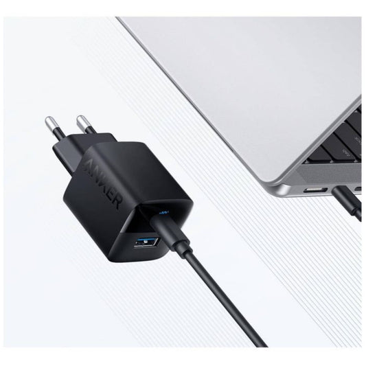 Hišni polnilec 100-240V => 1x USB-C in 1x USB-A 33W za mobilni telefon ali tablični računalnik Anker 323 PIQ 3.0 črn (A2331G11)