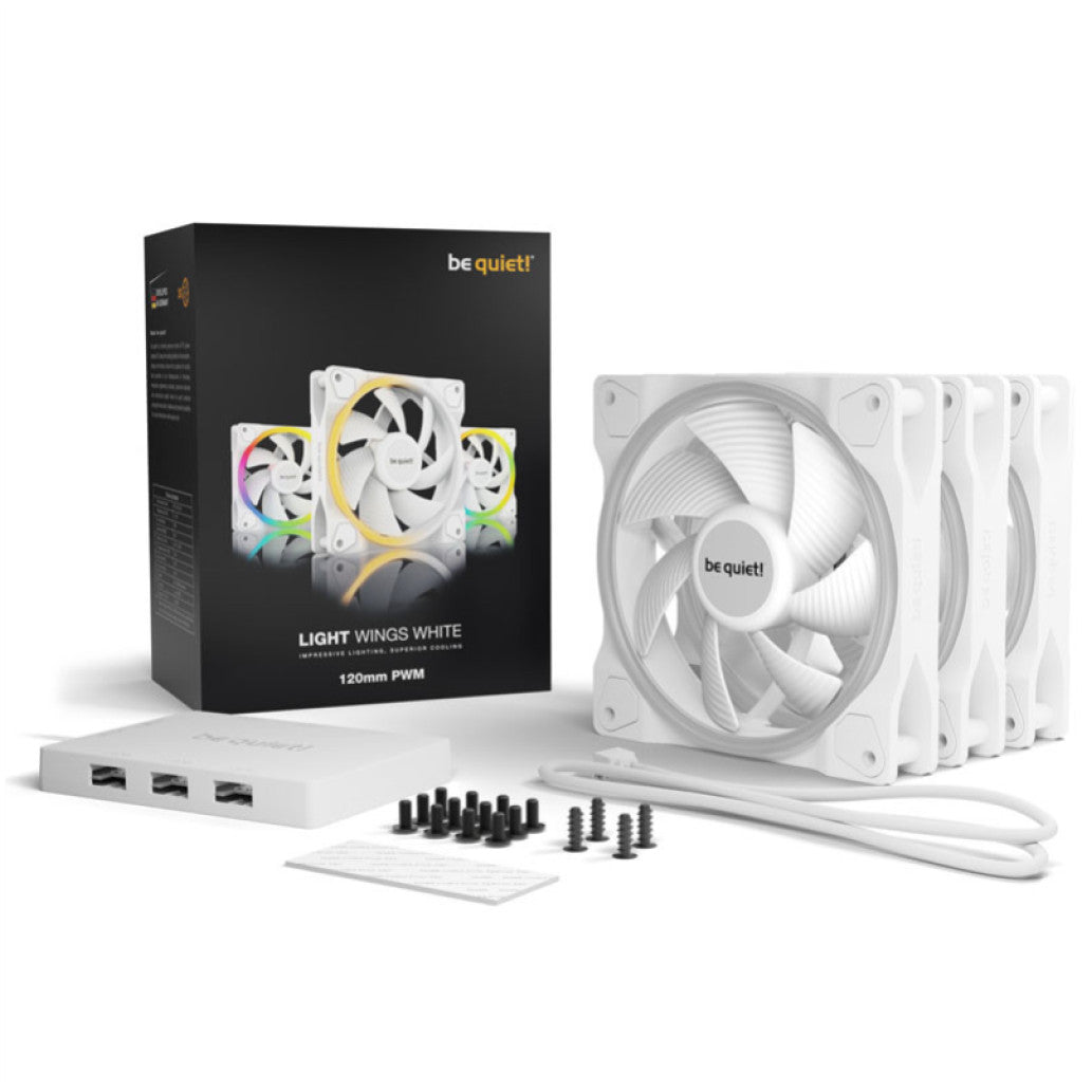 Ventilator Bequiet Light Wings 120mm, bela RGB (3 pack + kontroler)