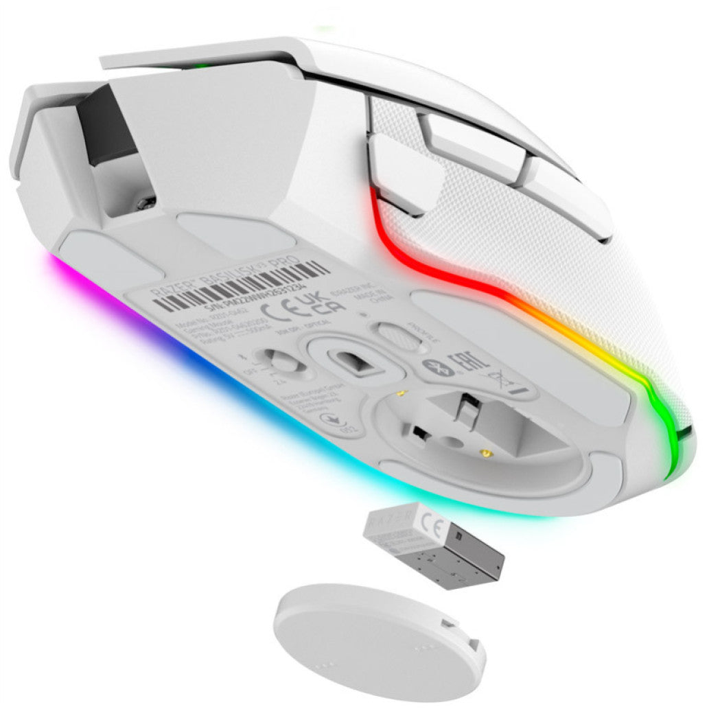 Miš Razer brezžična + Bluetooth Basilisk V3 Pro optična gaming 30000DPI RGB bela (RZ01-04620200-R3G1)