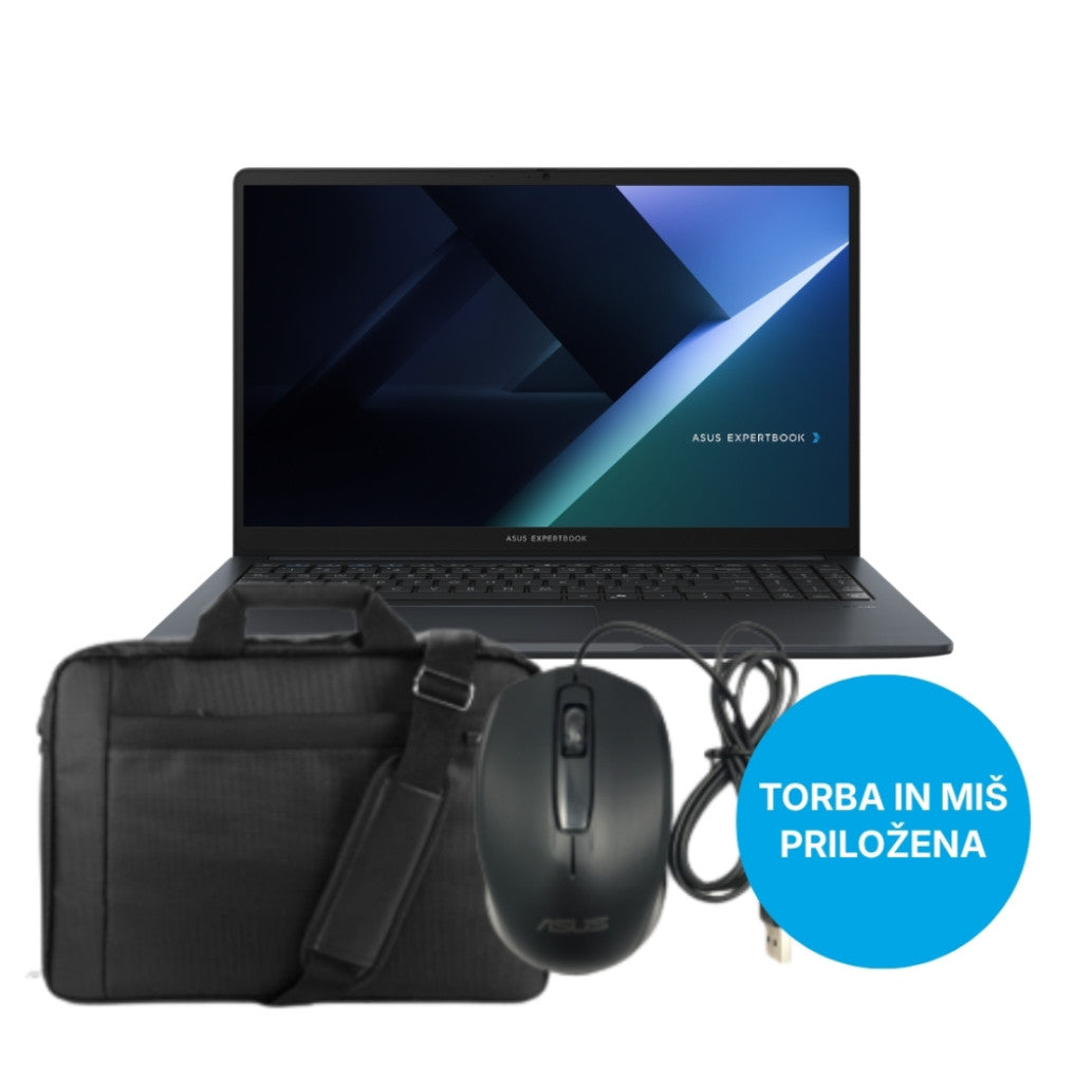 Prenosnik Asus 39,6 cm (15,6") ExpertBook BM1 1920x1080 WVA 300nit R5-7535U/16GB/SSD512GB/BL/FP/priložena torba in miš/AMD Radeon 660M/Win11Home (90NX0821-M02J50)