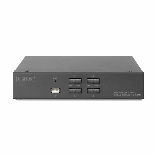 KVM stikalo Digitus 4-port 4K/30Hz IN 4xHDMI 4xUSB 4x3,5mm OUT HDMI 2xUSB-A 2x3,5mm (DS-12880)