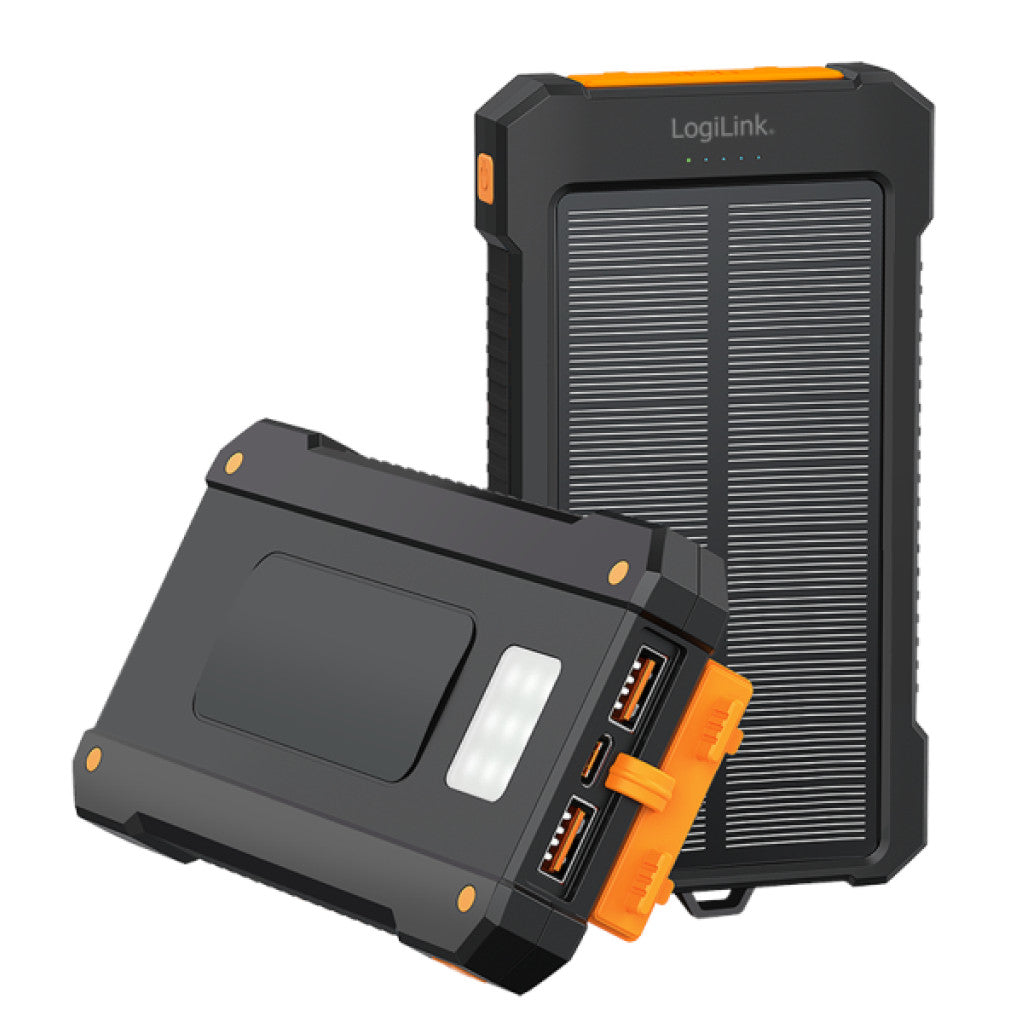 Prenosna baterija Logilink 10000mAh 20W 2x USB-A 1x USB-C solarna črna (PA0390)