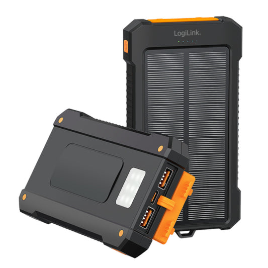 Prenosna baterija Logilink 10000mAh 20W 2x USB-A 1x USB-C solarna črna (PA0390)