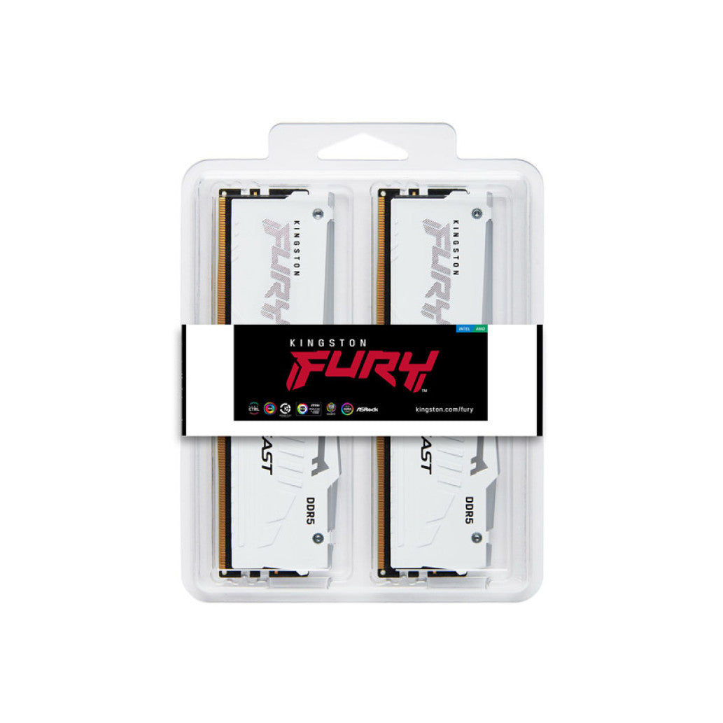 DDR5 32GB 6000MHz CL30 KIT (2x16GB) Kingston RGB Fury Beast 1,4V bela (KF560C30BWEAK2-32)