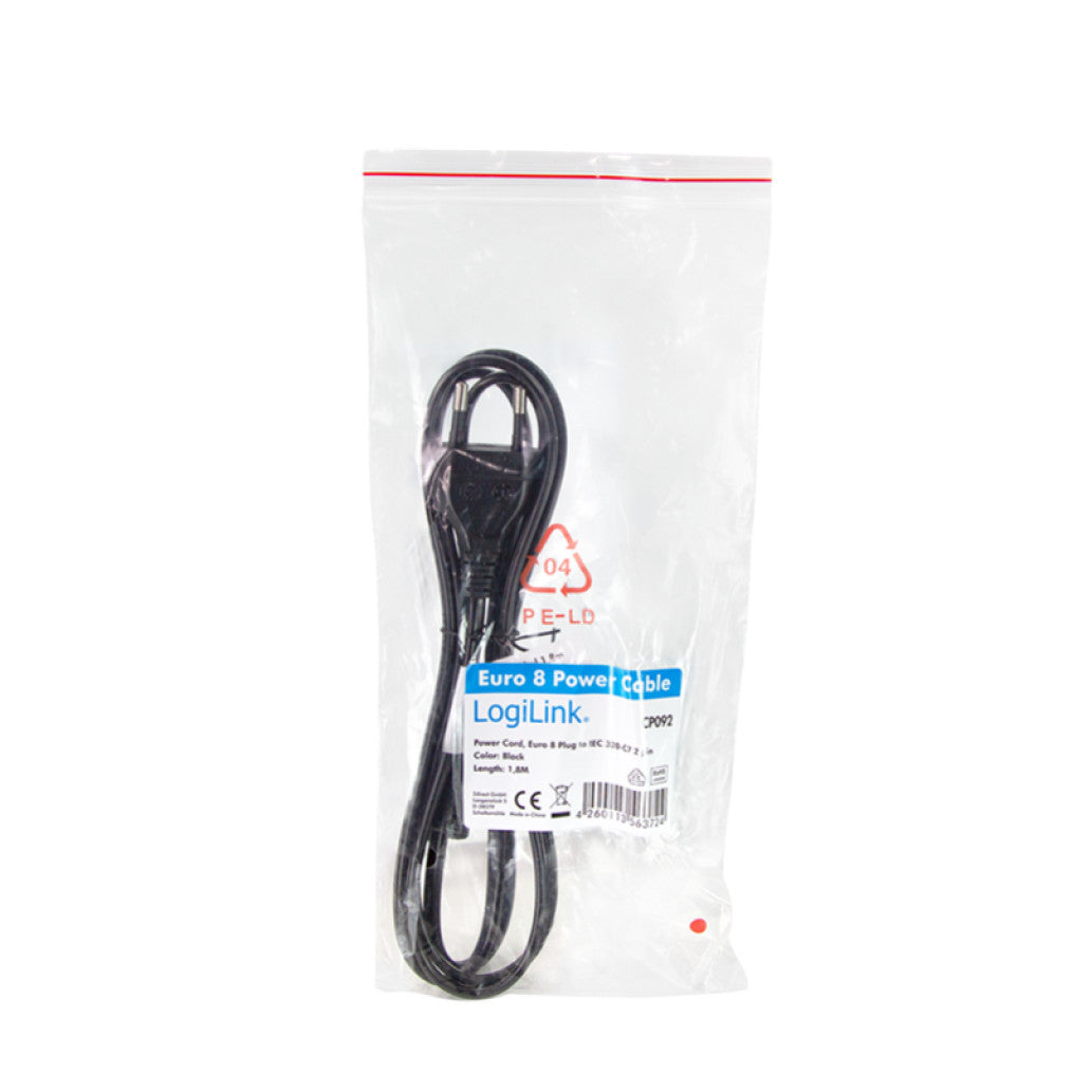 KABEL NAPAJALNI 220V LogiLink Euro8 C7 1,80m bipolar - 2 polni (CP092) EOLS-P