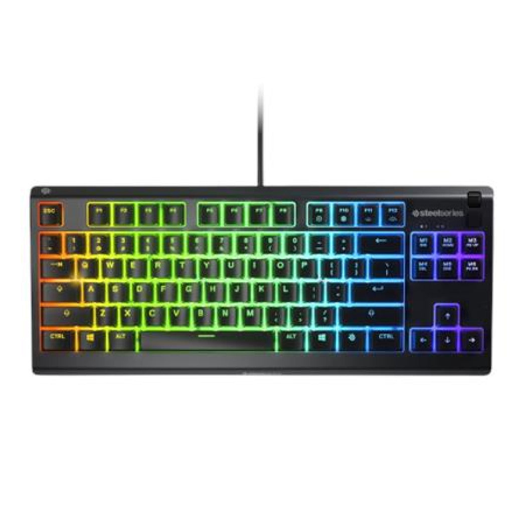 Tipkovnica SteelSeries USB gaming Apex 3TKL US international TKL Whisper Quiet Gaming stikala RGB LED osvetlitev črna (64831)