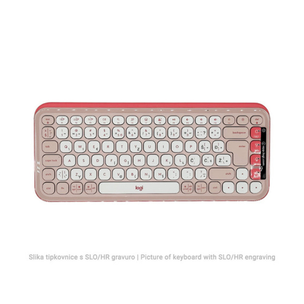 Tipkovnica brezžična + Bluetooth Logitech Pop Icon Keys US international | SLO gravura roza (920-013073)