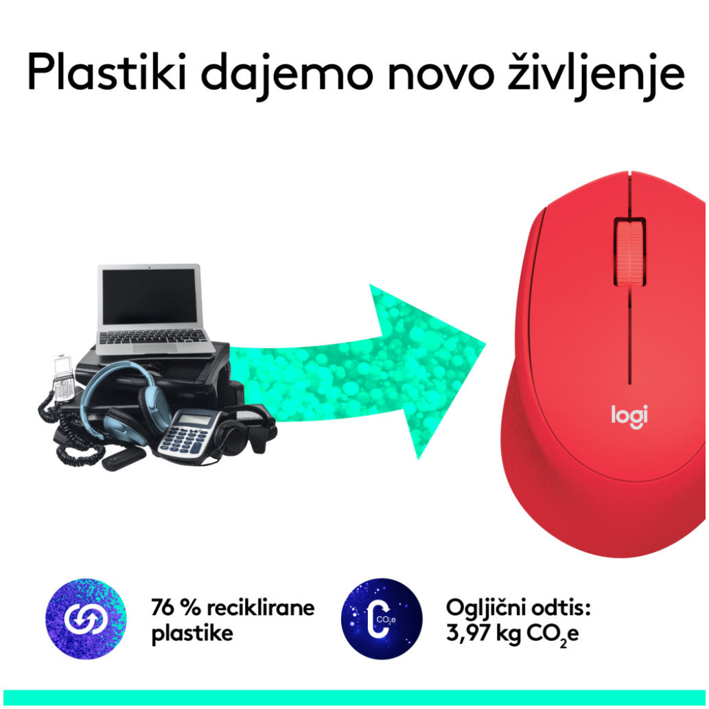 Miš Logitech brezžična optična M330 rdeča silent plus (910-004911)