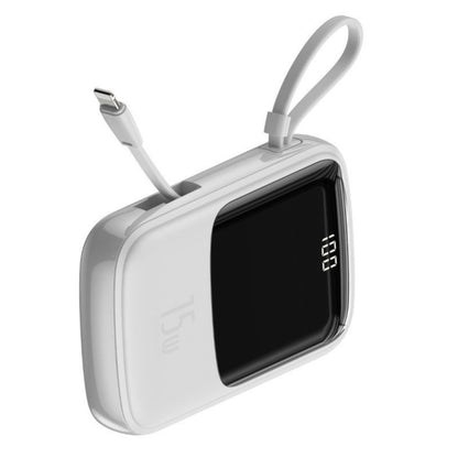 Prenosna baterija Baseus Qpow z Lightning kablom 10.000 mAh 15W 2x USB-A 1x USB-C - bela