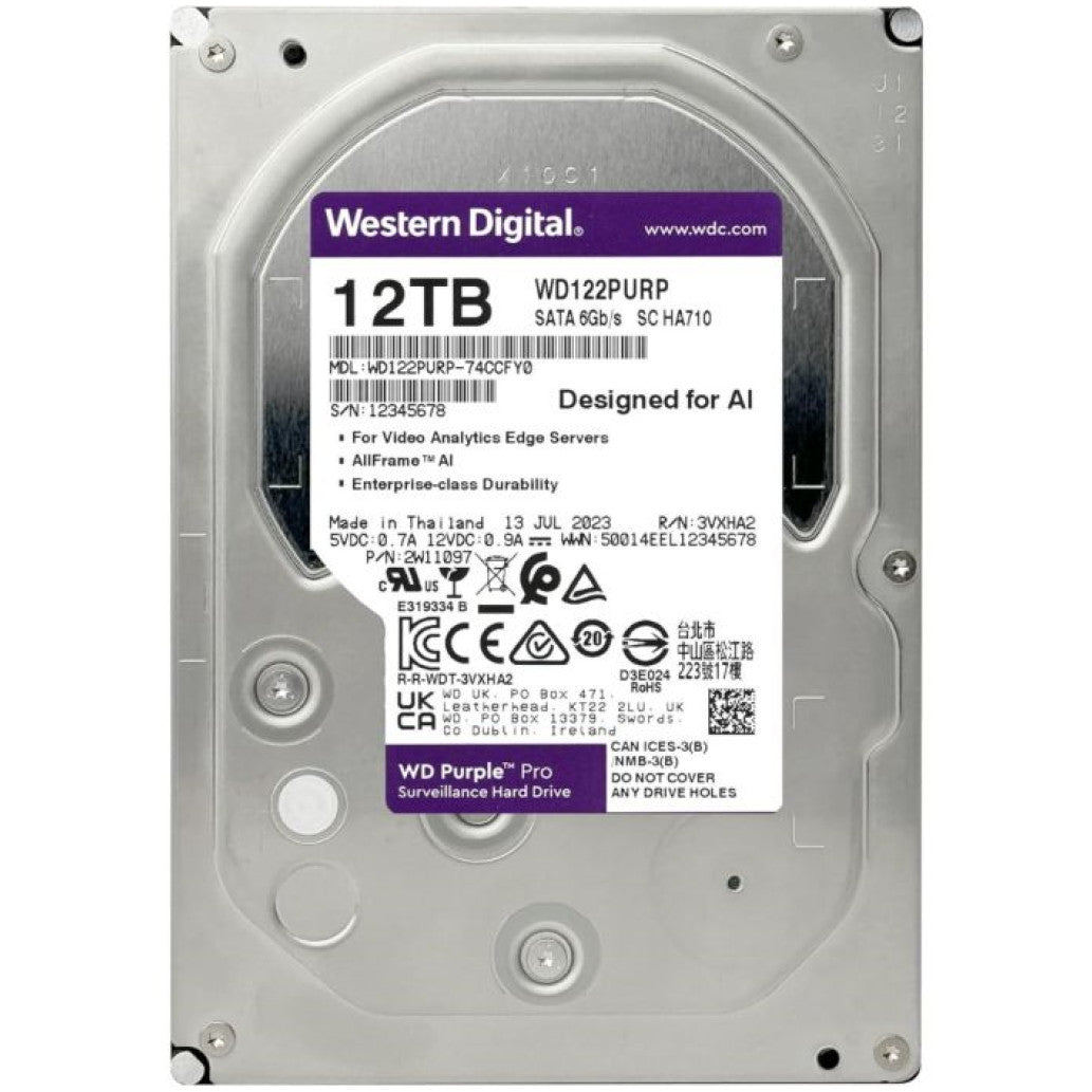 Trdi disk 3,5" 12TB SATA WD Purple 7200rpm 512MB (WD122PURP)