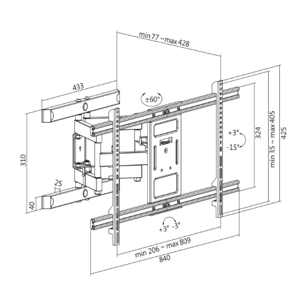 Nosilec za LCD TV 43"-90" / 109-228cm do 60kg nastavljivi LogiLink (BP0115)