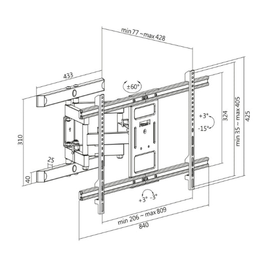 Nosilec za LCD TV 43"-90" / 109-228cm do 60kg nastavljivi LogiLink (BP0115)