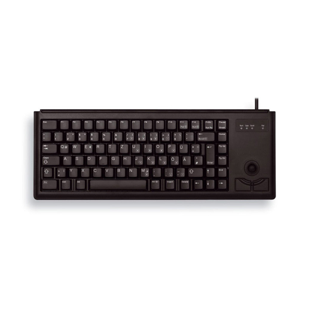 Tipkovnica Žična Cherry G84-4420 UK | črna + vgrajena miška (G84-4420LUBEU-2)